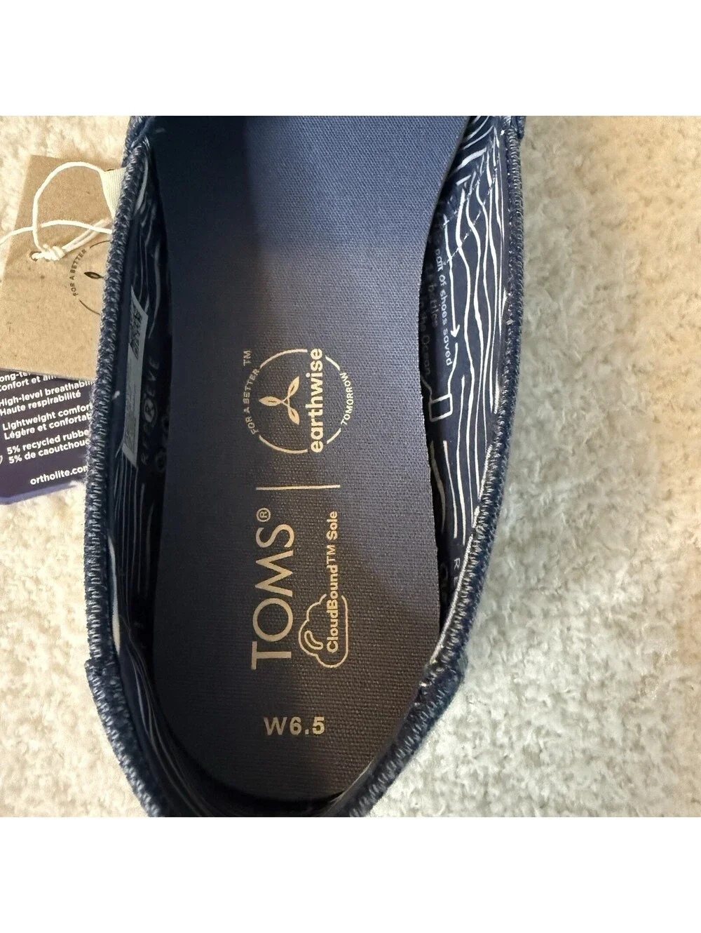 TOMS Alpargata Women’s 6.5 Slate Blue Ortholite Slip On Shoes NWT